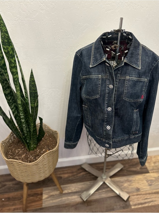Liz Claiborne Jackets & Blazers - Liz Claiborne Denim Jacket Rhinestone Button Dark Wash Large
